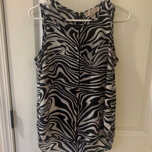 Michael Kors Sleeveless Zebra Print Top - Black & White